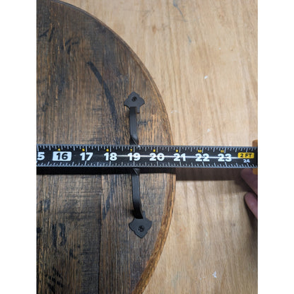 Treaty Oak Rye Whiskey Barrel Lid Tray – Oak Barrel Head with Black Iron Handles