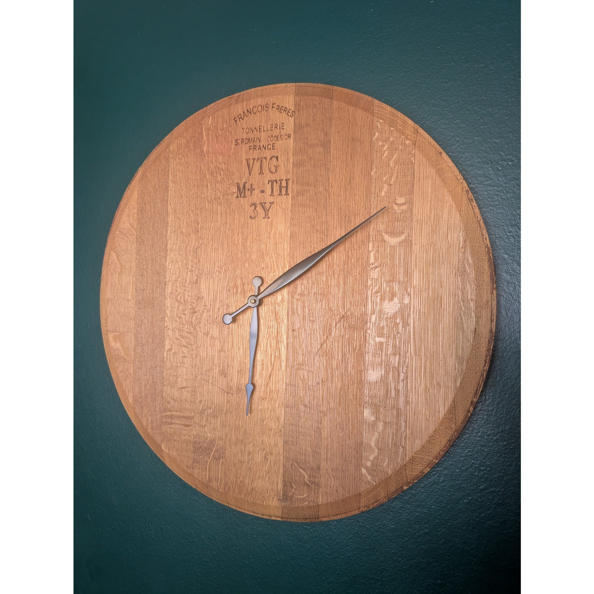 Authentic Oak Wine Barrel Lid Clock | Reclaimed California Barrel Head Wall Clock | Rustic Wine Country Decor