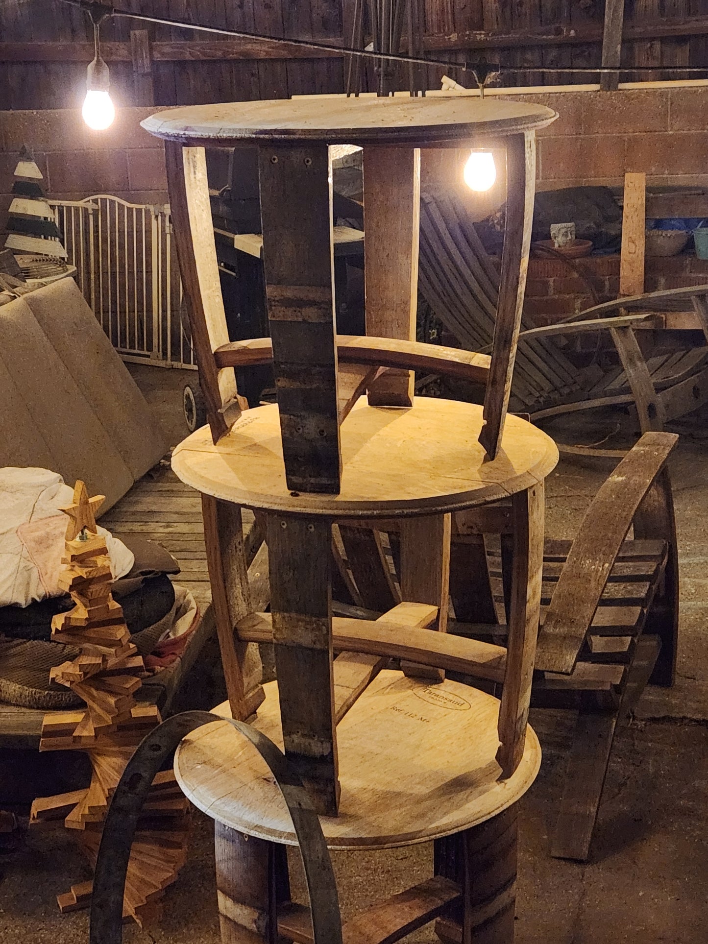 Wine Barrel Side Table - Assembled