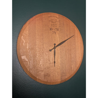 Authentic Oak Wine Barrel Lid Clock | Reclaimed California Barrel Head Wall Clock | Rustic Wine Country Decor