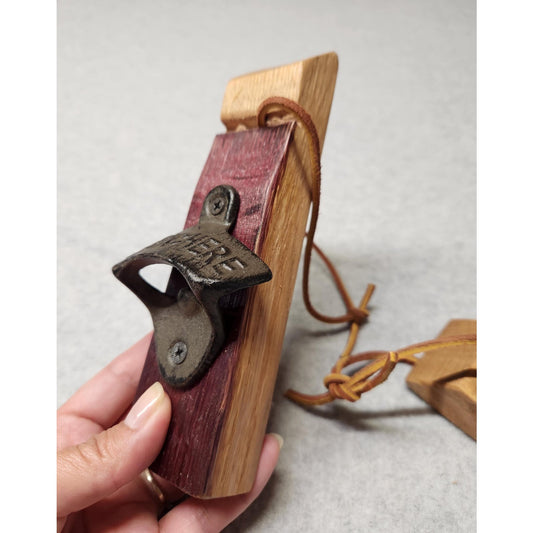 Bottle Opener - Authentic Wine Barrel Oak Stave - Gifts for Groomsman