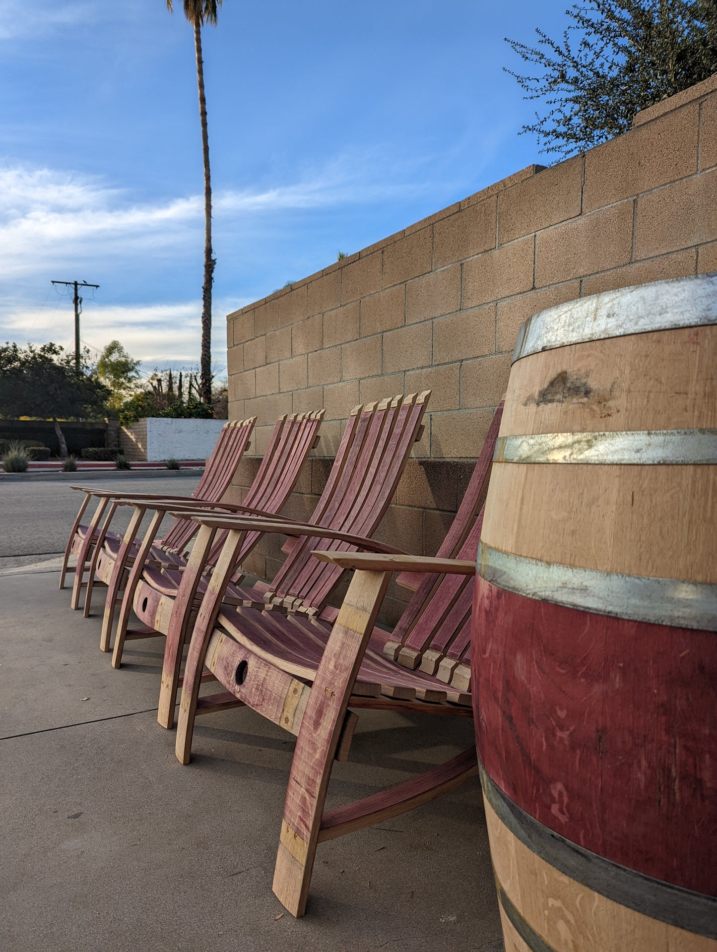 Wine Barrel Adirondack Chair / Lounge Chair - Assembled