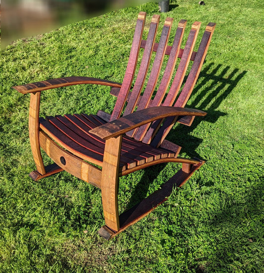 Wine Barrel Adirondack Rocking Chair - Assembled