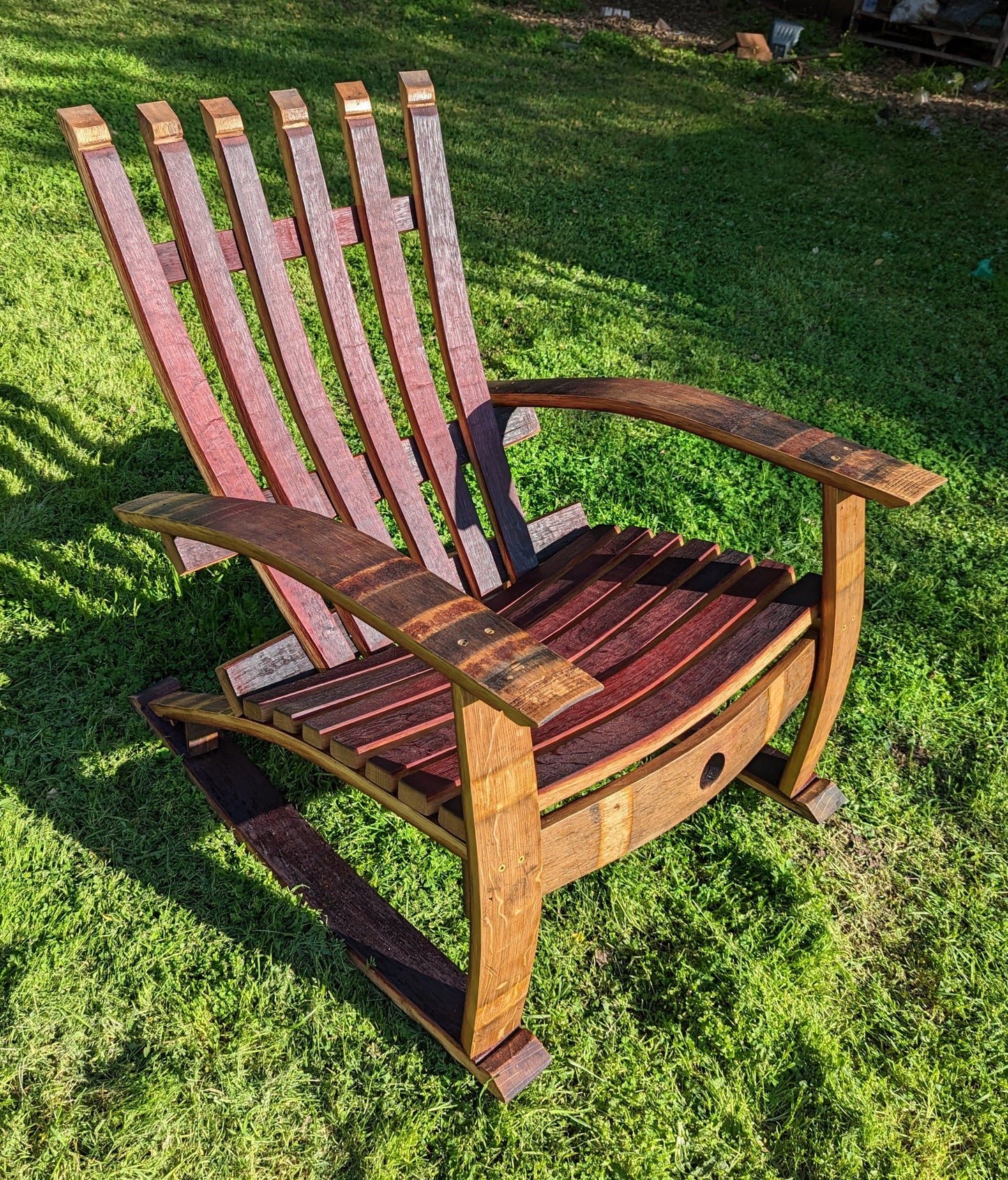 DIY Furniture Kit - Adirondack Rocking Chair Kit - Reclaimed Oak Wine Barrel