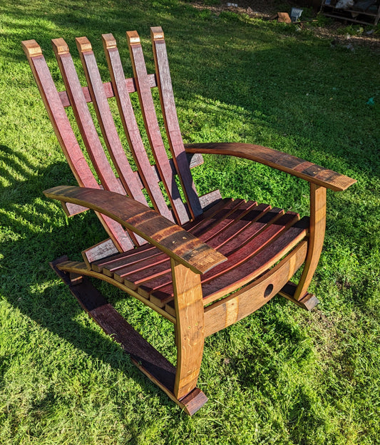 DIY Furniture Kit - Adirondack Rocking Chair Kit - Reclaimed Oak Wine Barrel