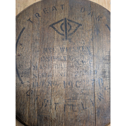 Treaty Oak Rye Whiskey Barrel Lid Tray – Oak Barrel Head with Black Iron Handles