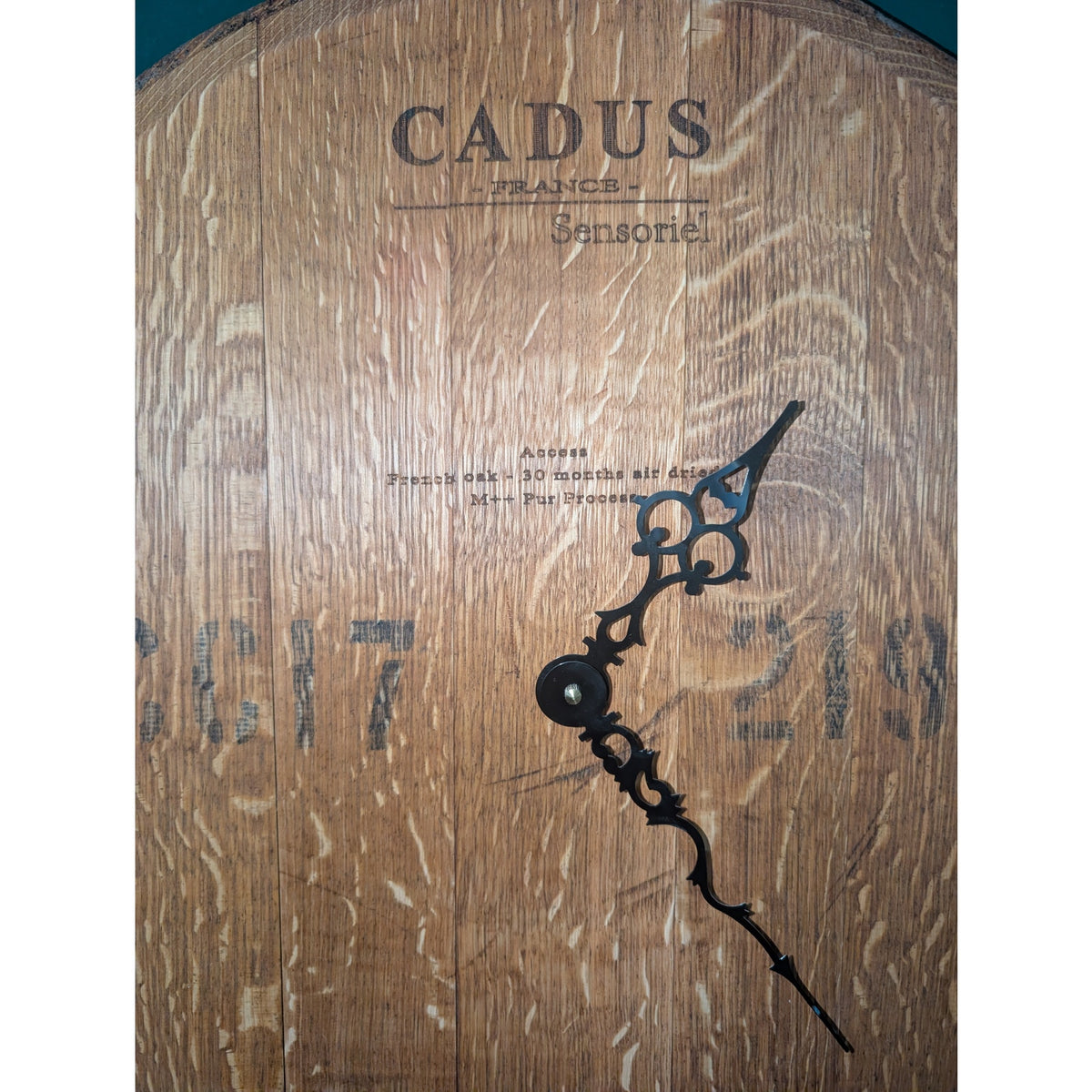 French Oak Wine Barrel Clock – Authentic Cadus Sensoriel Head | Rustic Wall Clock from 30-Month Aged French Oak | Unique Upcycled Cooperage Decor