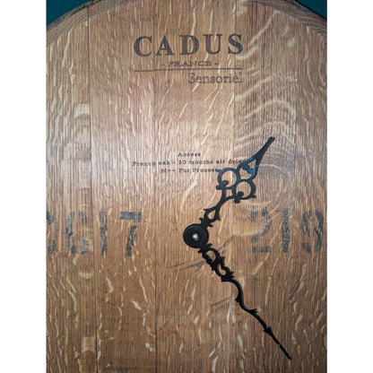 French Oak Wine Barrel Clock – Authentic Cadus Sensoriel Head | Rustic Wall Clock from 30-Month Aged French Oak | Unique Upcycled Cooperage Decor