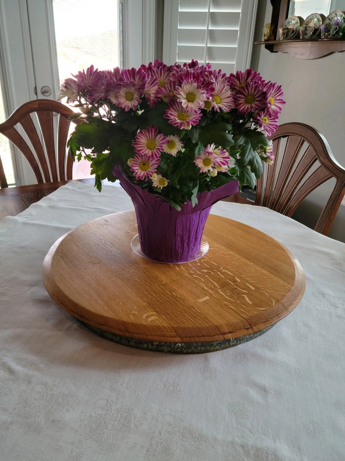 Wine Barrel Lid Lazy Susan